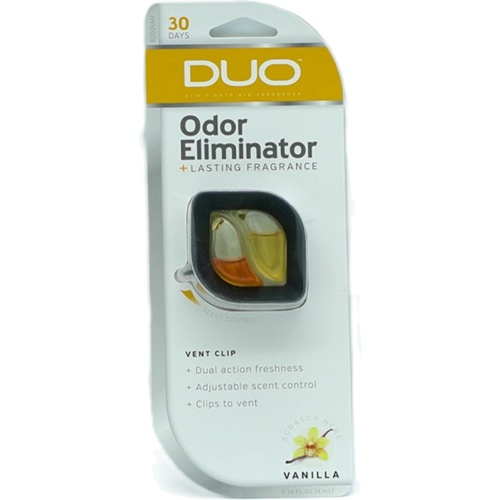 Car Air Freshener Odor Eliminator Vanilla 4mL Vent Clip Duo
