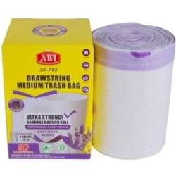 Trash Bag Lavender Scented 8 Gallon w/ Drawstring 90Pk 22x23" NWI"