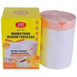 Trash Bag Orange Scented 8 Gallon w/ Drawstring 90Pk 22x23" NWI"