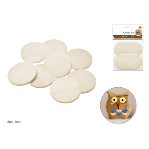 Craftwood: Wood Discs 3.8mm Thick C) 4cm 8pc