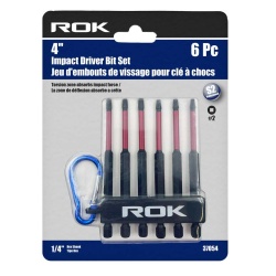 Impact driver bit set - 6 pc #2 Robertson square 4 inch