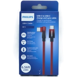 USB C - USB C 6.5Ft 90 Degree Red Braided Cable Philips