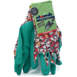 Ladies Gardening Gloves Latex Palm Floral Pattern Sturrdi