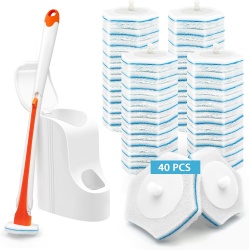 Disposable Toilet Brush w/40 Refills & Storage Caddy Jehonn