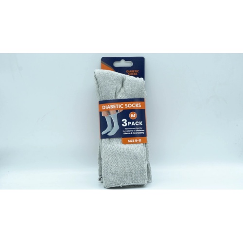 Diabetic Socks 3pk. Grey Size 9-11