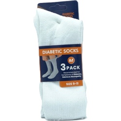 Diabetic Socks 3pk. White Size 9-11