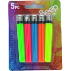 Lighters 5pk. Assorted Colours Beep