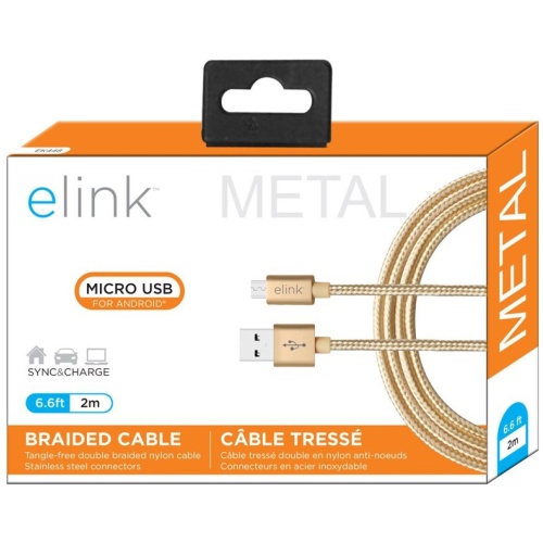 Micro USB Braided Cable 6.6' Elink