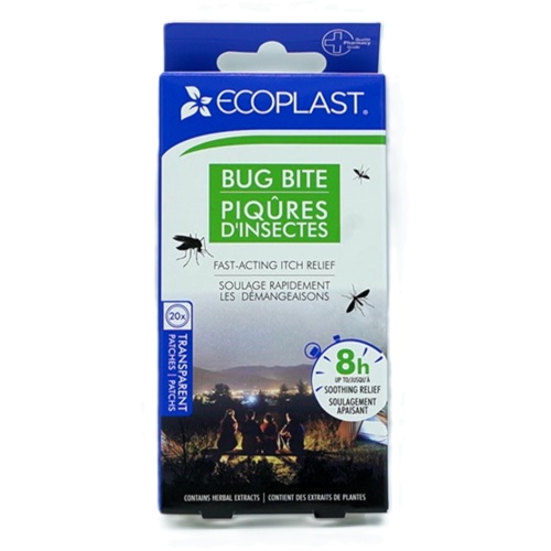 Bug Bite Patches 20pk. Transparent Up to 8h Soothing Relief Ecoplast