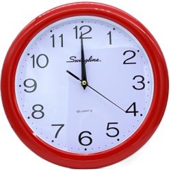 Wall Clock 12 Round Red Swingline"