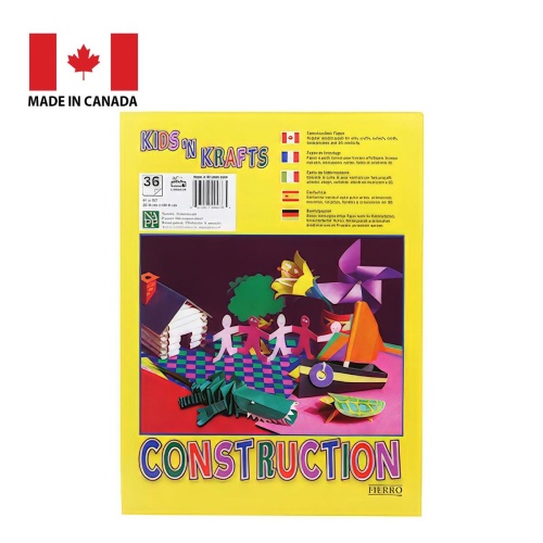 Construction paper coloured 9x12 inch 36 sheets 6 colours Made in Canada