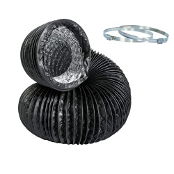 Flexible Aluminum Duct w/Lightproof PVC Jacket 10 x 25' w/2 Clamps ProYard Hydro"