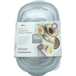 Nesting Food Storage Containers 10pc. Set Nickel Colour Alta
