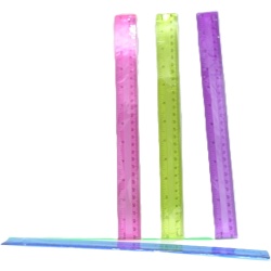 12 Clear Plastic Ruler Assorted Colours"