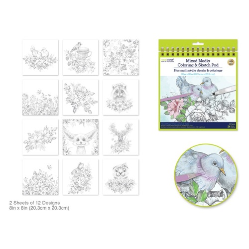 Mixed Media Pad Garden Critters 24 Sheet 250gsm 8 x 8