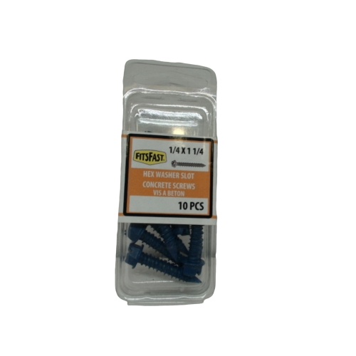 Concrete Screws Tapcon 1/4 x 1-1/4 10pk. Hex Washer Slot Fitsfast