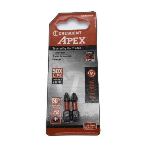 1 Insert Bits 2pk. Phillips #2 Crescent Apex