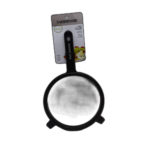 7 Strainer Stainless Steel Mesh w/Black Plastic Handle Farberware