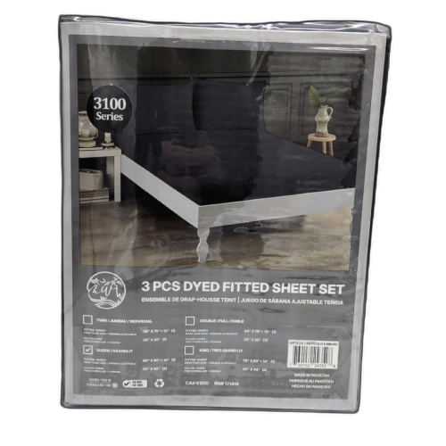 3pc. Dyed Queen Fitted Sheet Set 3100 Series Assorted Colours