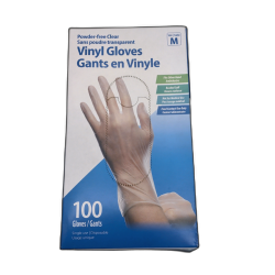 Disposable Vinyl Gloves Medium 100pk. Powder Free Clear