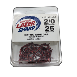 Extra Wide Gap Worm Hook Size 2/0 25pk. Eagle Claw Lazer Sharp