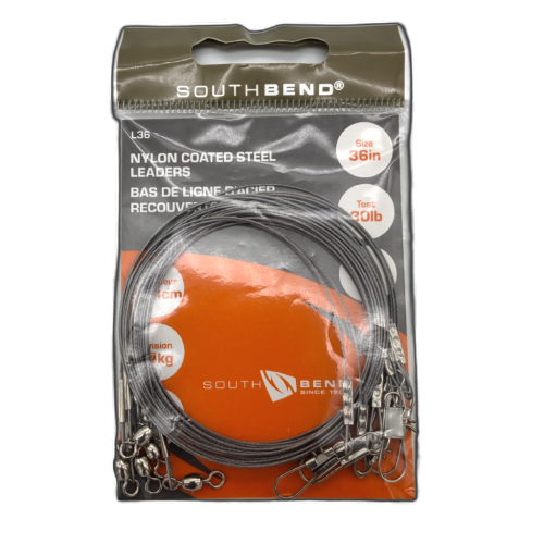 Nylon Coated Steel Leaders 36 30lb. Test 6pk. South Bend