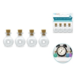 Glass Bottles: 1 Mini Containers w/Cork Lid 4pc Designer Series C) Vineyard"