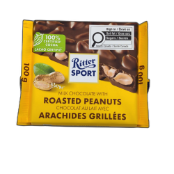 Milk Chocolate W/ Raosted Peanuts 100g. Ritter Sport