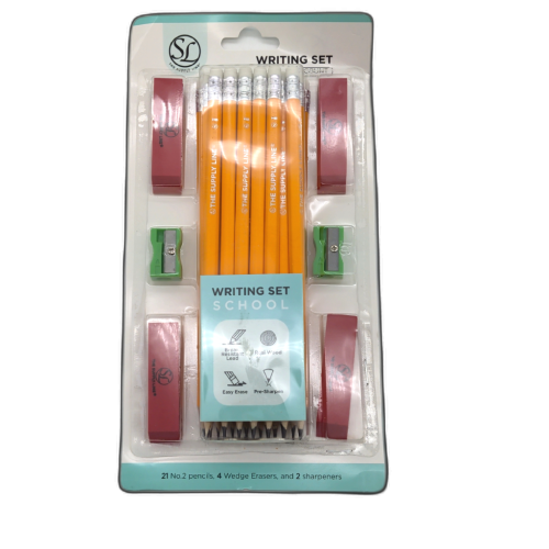 27pc. Writing Set W/21 No. 2 Pencils, 4 Erasers & 2 Sharpeners The Supply Line