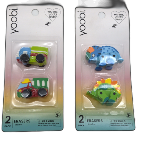 Yoobi 2pk. Erasers Assorted