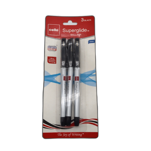 Ball Pens 3pk. Black Cello Superglide