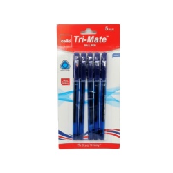 Ball Pen 5pk. Blue Tri-mate Cello