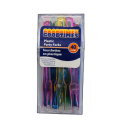 Plastic Party Forks 40pk. Assorted Colours Goodtimes