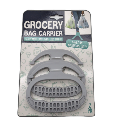 Grocery Bag Carrier 2pk. Grey Plastic