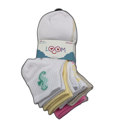 Socks Ladies Loom 10pk. Quarters LMSKL0009 Assortment