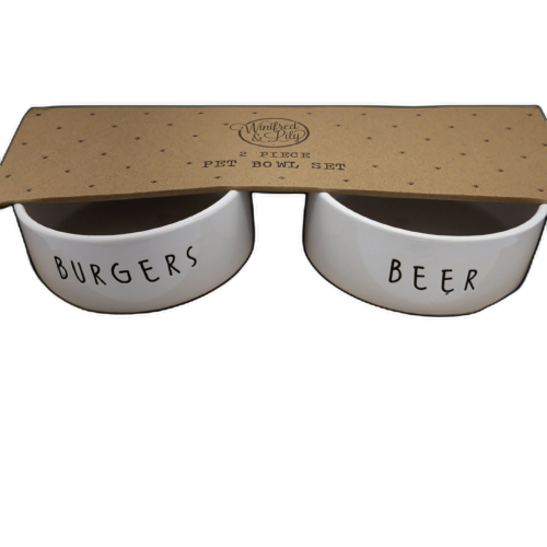2pc. Pet Bowl Set Small Burgers/beer Winifred & Lily