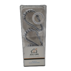 Shower Roller Hooks 12pk. Chrome Colour Joli Life