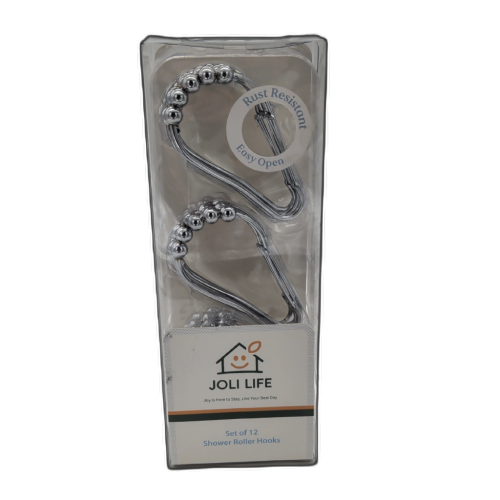 Shower Roller Hooks 12pk. Chrome Colour Joli Life