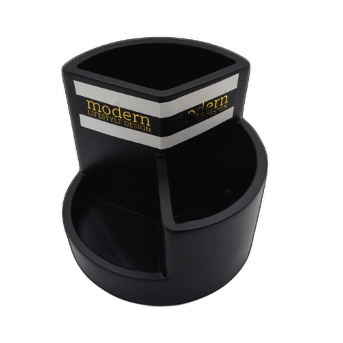 3 Compartment Organizer Round Black Modern Lifestyle Design