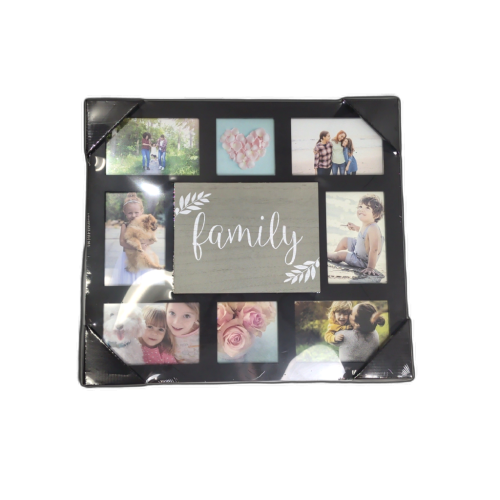 Collage Photo Frame 8 Openings Family Black