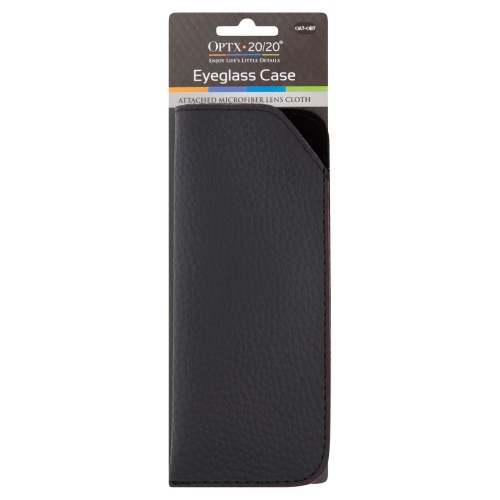 Leather Eyeglass Case w/Microfiber Lens Cloth Optx 20/20