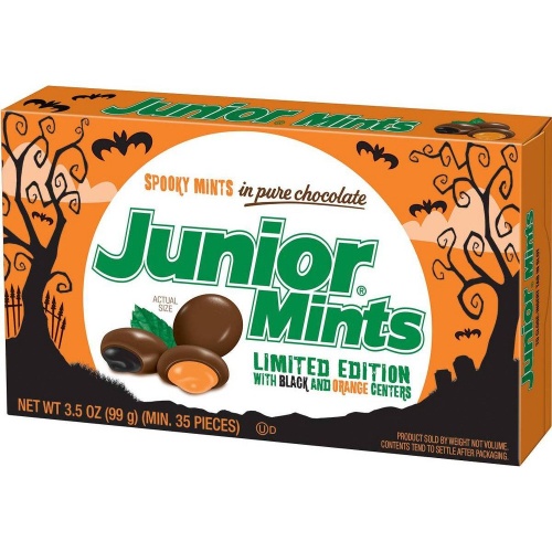 Junior Mints Spooky Mints Black & Orange Centers 99g.