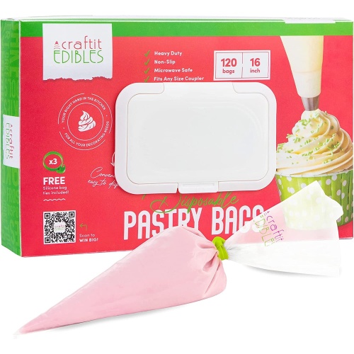 Disposable Pastry Bags 120pk. 16 Craftit Edibles